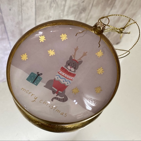 Merry Christmas Handblown Cat Holiday Ornament - Picture 4 of 13